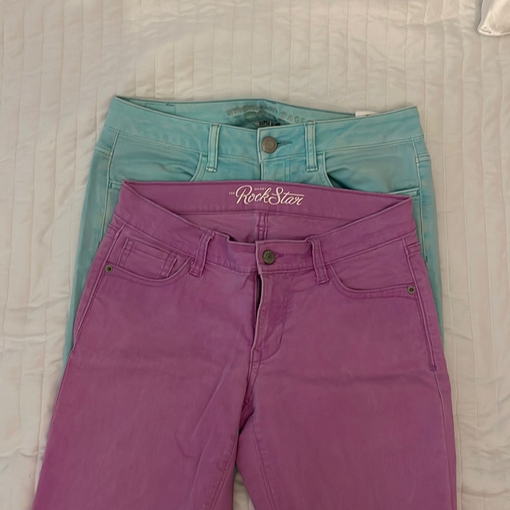 Two pair colored jeans